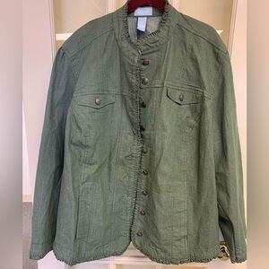 NWT Liz & Me Size 3X Army Green Denim Jacket